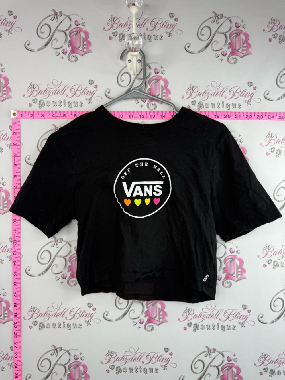 Vans shirt tee tshirt hearts Black Crop Tee with Rainbow Heart Accents